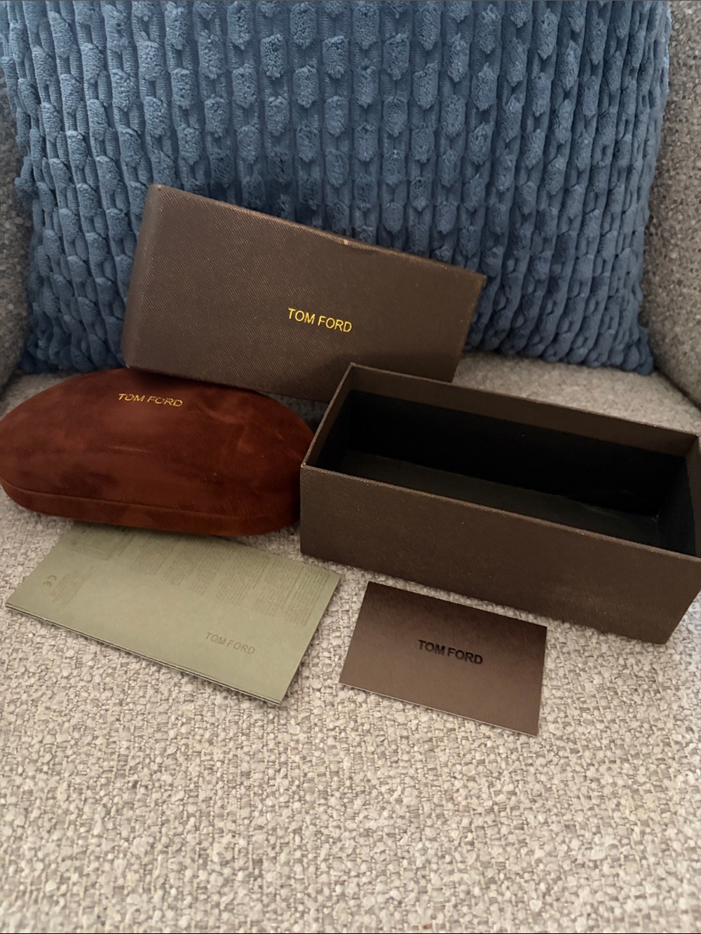 Tom Ford Brown Suede Sunglasses Case with Branded Box
